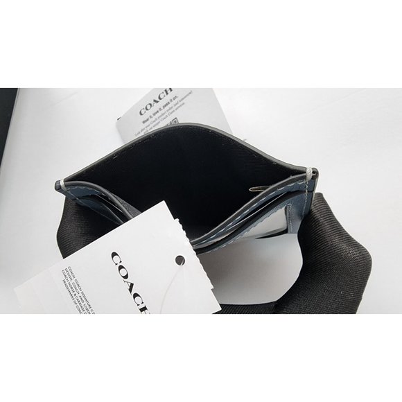 Coach Slim ID Card wallet 100 % leather in Indigo Blue UNISEX NWT! - Picture 3 of 6